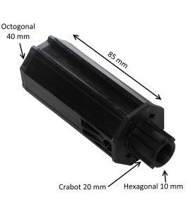 Embout octogonal 40 mm – crabot 22 mm / hexagonal 10 mm