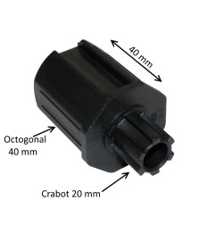 Embout octogonal 40 mm et crabot 20 mm