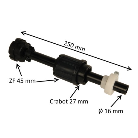 Embout télescopique ZF45 – crabot 27 mm et tige 16 mm