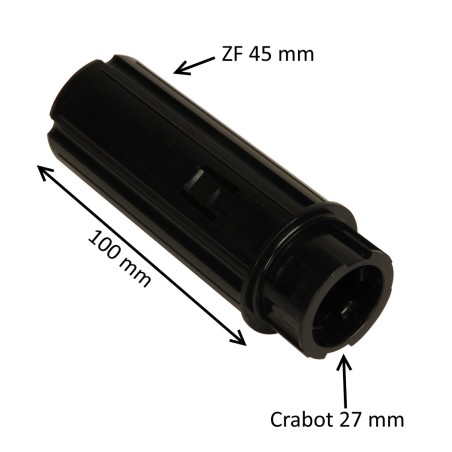 Embout escamotable ZF45 pour flasque – crabot 27 mm et roulement