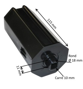 Embout escamotable octogonal 60 mm – rond Ø 18 mm - Carré 10 mm