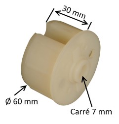 Embout pour tube 60 mm – trou carré 7 mm