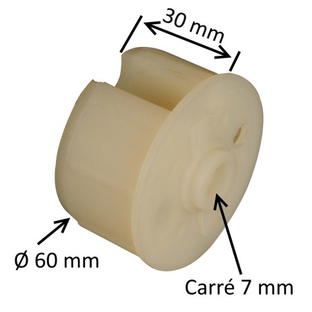 Embout pour tube 60 mm – trou carré 7 mm