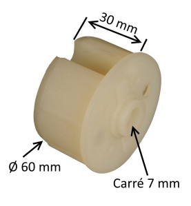 Embout pour tube 60 mm – trou carré 7 mm