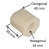 Embout PVC pour tube octogonal 40 mm - Longueur 38 mm - Trou 18 mm