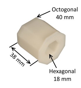 Embout PVC pour tube octogonal 40 mm - Longueur 38 mm - Trou 18 mm