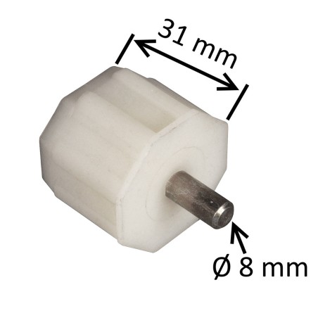 Embout PVC pour tube octogonal 40 mm - Pivot rond 8 mm