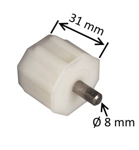 Embout PVC pour tube octogonal 40 mm + Téton pivot de diam 8 mm - Longueur 31 mm