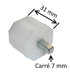 Embout PVC pour tube octogonal 40 mm - Pivot carré 7 mm