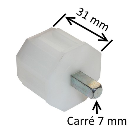 Embout PVC pour tube octogonal 40 mm - Pivot carré 7 mm
