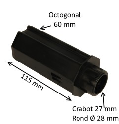 Embout octogonal 60 mm – crabot 27 mm et roulement 28 mm