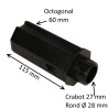 Embout octogonal 60 mm – crabot 27 mm et roulement 28 mm