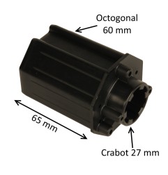 Embout octogonal 60 mm – crabot 27 mm et roulement 28 mm