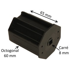 Embout octogonal 60 mm – trou carré 8 mm