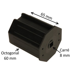 Embout octogonal 60 mm – trou carré 8 mm