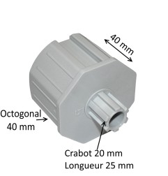 Embout octogonal 60 mm et crabot 20 mm