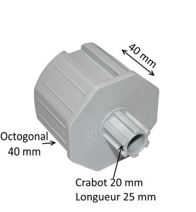 Embout octogonal 60 mm et crabot 20 mm 