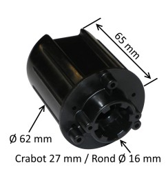 Embout pour tube rond 62 mm avec crabot 27 mm