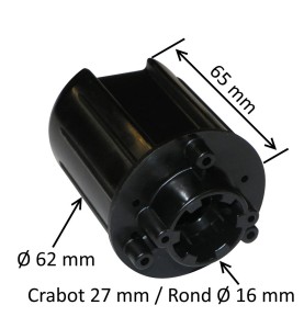 Embout pour tube rond 62 mm avec crabot 27 mm