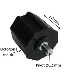 Embout octogonal 60 mm avec pivot acier 12 mm