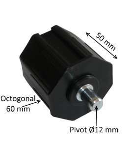 Embout octogonal 60 mm avec pivot acier 12 mm - Pivot téton diam 12mm
