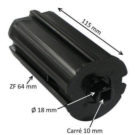 Embout escamotable pour tube ZF64 avec nez carré 10 mm