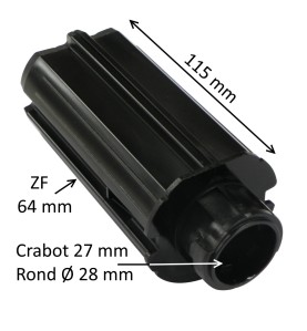 Embout escamotable ZF64 pour crabot 27 et roulement 28 mm