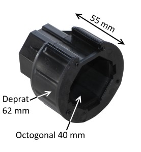 Manchon d'adaptation octogonal 40 mm – rond 62 mm