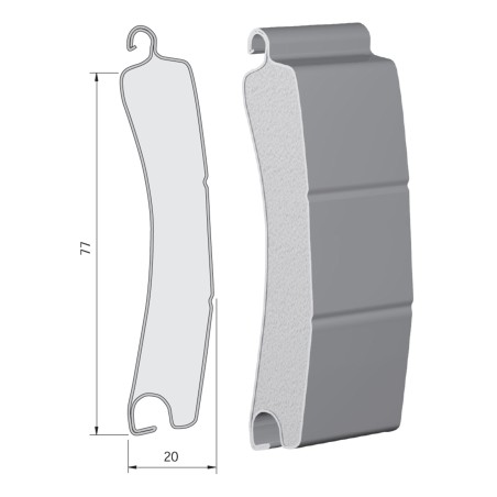 Lame ALU 77 x 20 mm rainurée 2 faces - blanc (2 mètres)