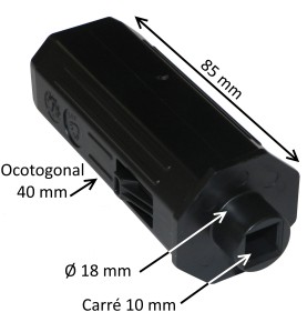 Embout octogonal 40 mm – carré 10 mm