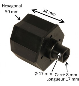 Embout hexagonal 50 mm – nez carré 8 mm