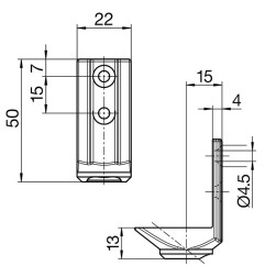 Sortie de caisson 45° pour angle de caisson E:D12 S:C6