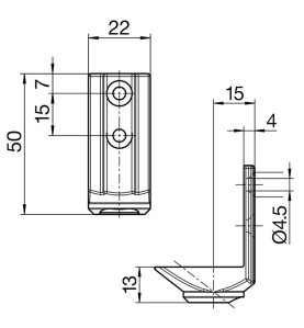 Sortie de caisson 45° pour angle de caisson E:D12 S:C6