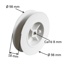 Poulie pour sangle Ø 98 mm et volet roulant