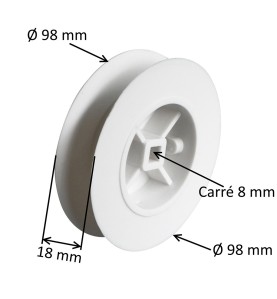 Poulie pour sangle Ø 98 mm et volet roulant