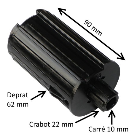 Embout Deprat 62 mm avec crabot 22 mm et carré 10 mm