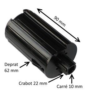 Embout Deprat 62 mm avec crabot 22 mm et carré 10 mm