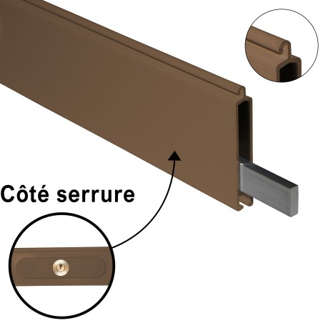 Lame finale + serrure marron L1490 mm extérieure