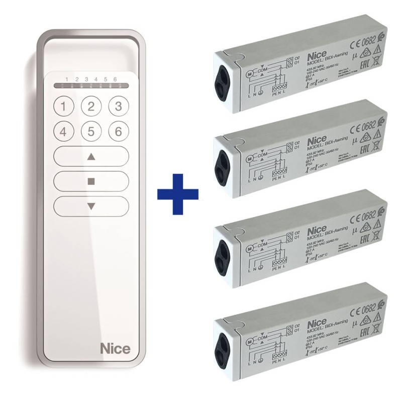 Kit commande universelle TM5811 avec télécommandes pour store et volets  (fonctionne sur n'importe quel volets jusqu'à 1 HP), récepteur et  télécommandes inclus, possibilité de connecter des photocellules ou des  lampes clignotante 