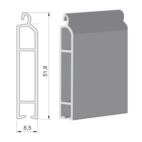 Lame finale de volet roulant ALU 52x8 mm - blanc