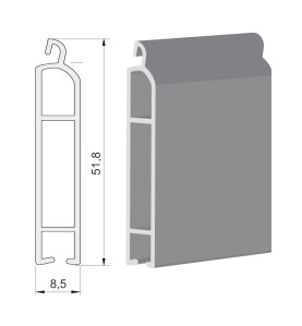 Lame finale ALU 51,8x8 mm - blanc (le mètre)