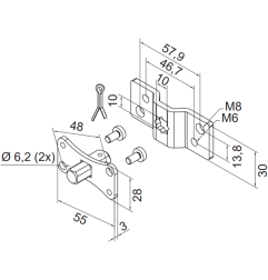 Pivot carré 10 mm avec étrier pour moteur Nice tête étoile