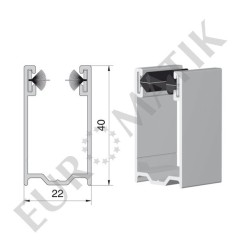 Coulisse TRADI 40x22 mm blanc RAL9016 (1 mètre)