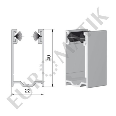 Coulisse TRADI 40x22 mm blanc RAL9016 (1 mètre)