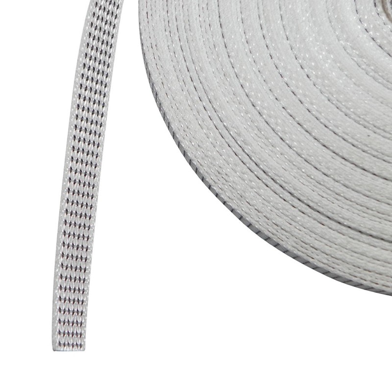 Rouleau de 50 mètres de sangle 14 mm gris et blanc
