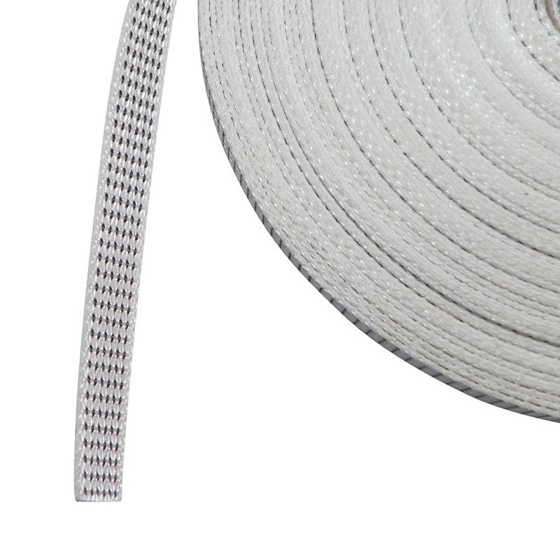 Sangle polyester 14 mm gris et blanc (le mètre)