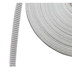 Sangle polyester 14 mm gris et blanc (le mètre)