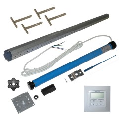 Kit moteur complet  2m de tube octo 40 mm, bride étoile et horloge programmable filaire