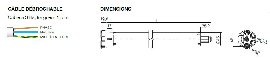 Dimensions moteur volt roulant Next