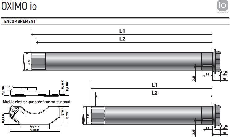 Encombrement OXIMO IO